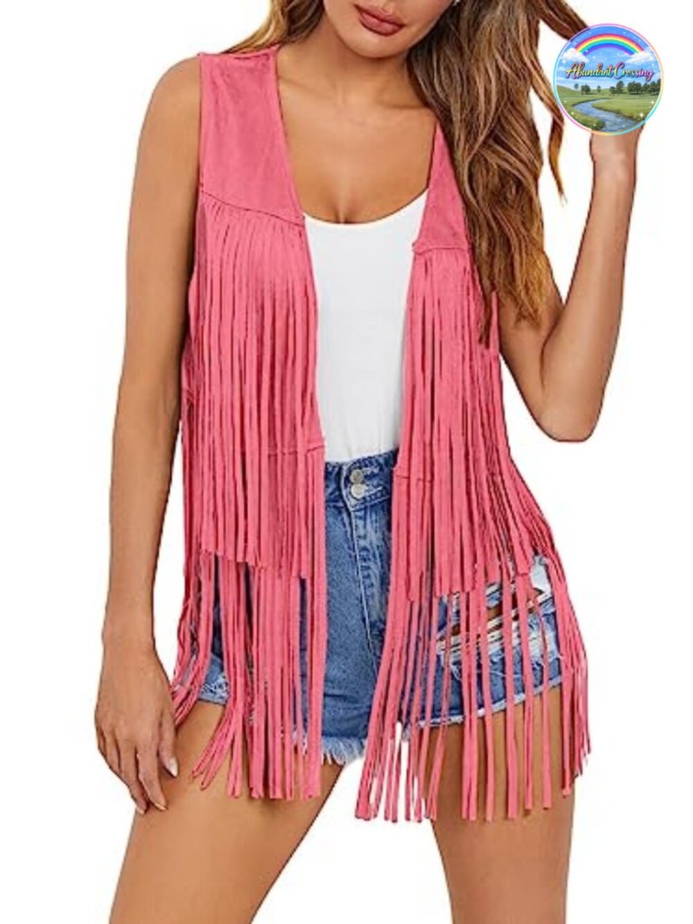 Faux Suede Fringe Vest 70s Hippie Cowgirl Western Sleeveless Tassel Outerwear